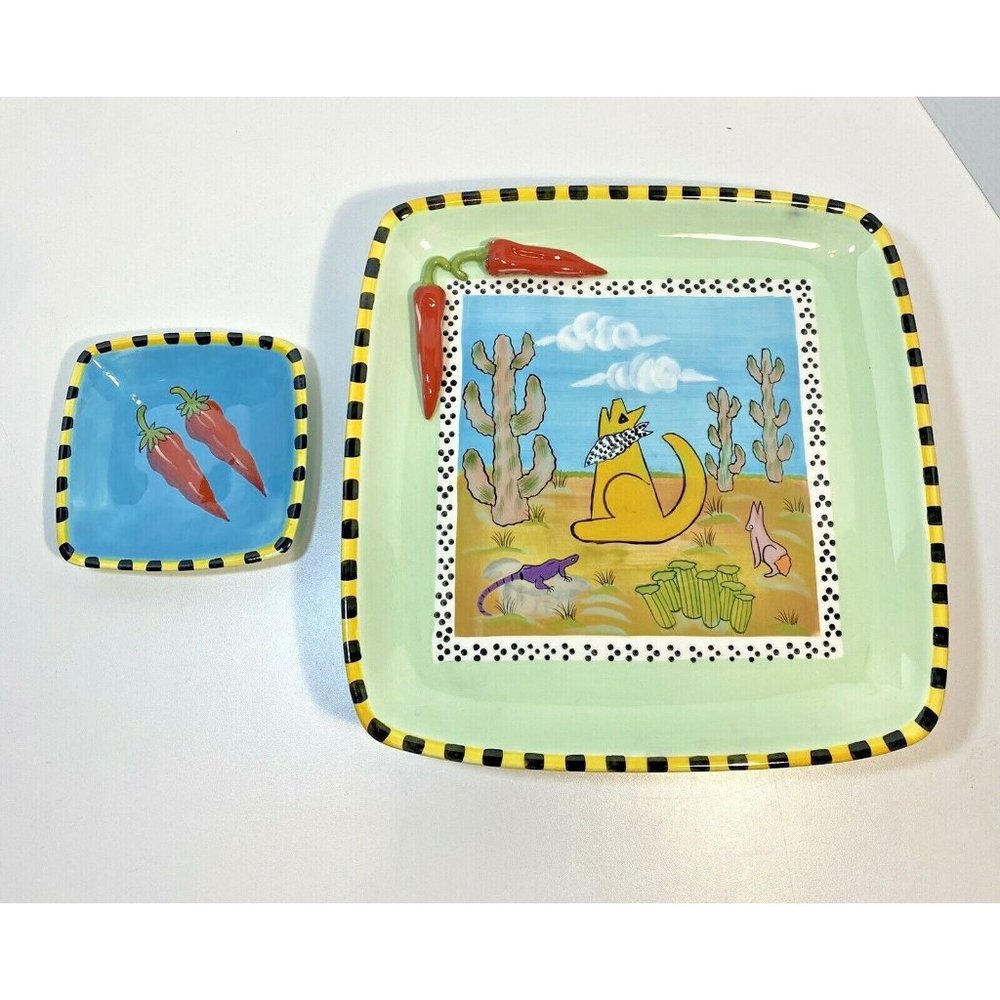 Zrike Serving Sensations Footed Square Platter w/Dipping Dish  Eileen Tramonte